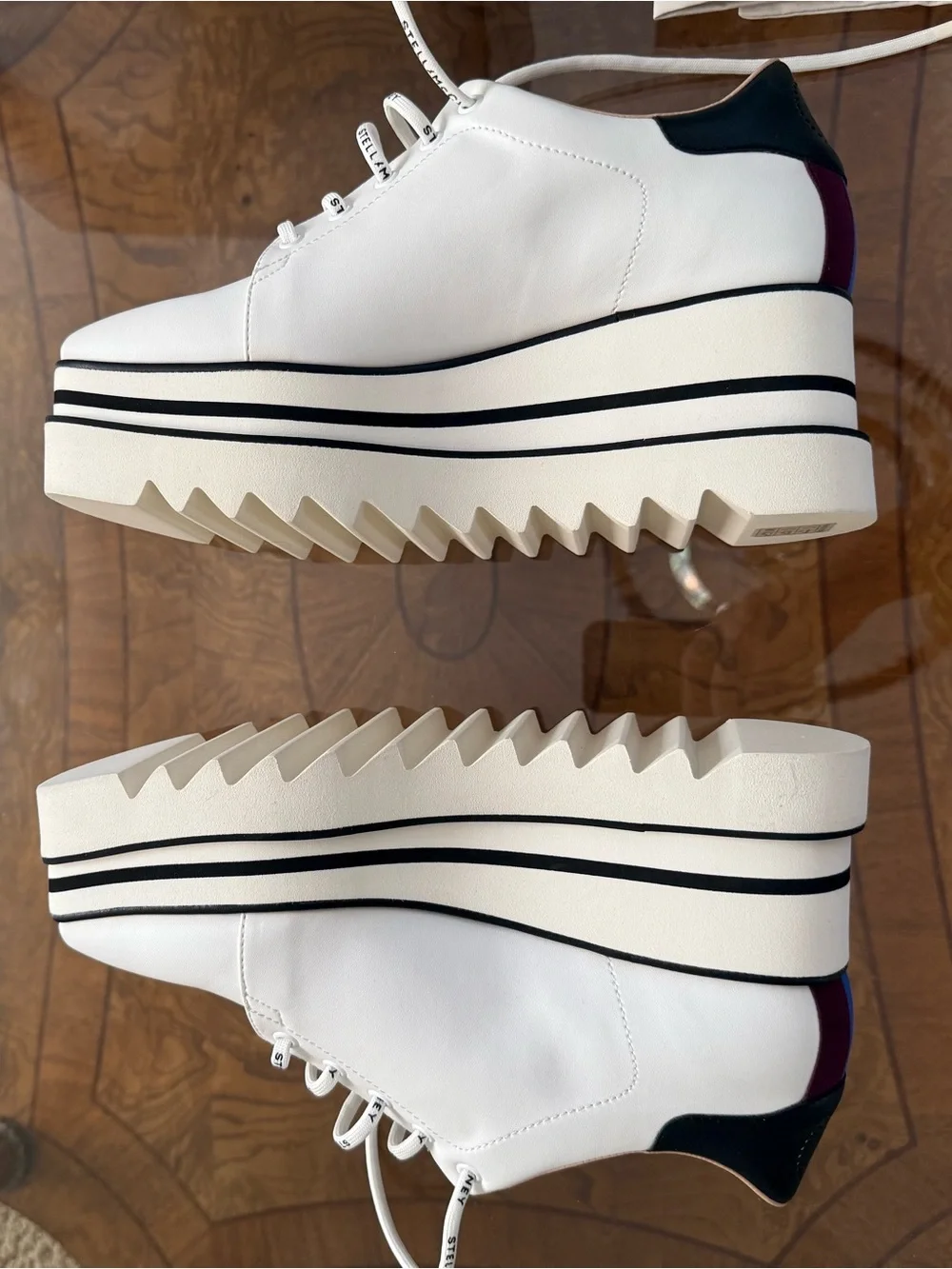 Stella McCartney Sneakelyse Eco Alter White Black Plum Platform Sneakers 9 10 👟